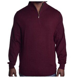 Club Room Men's Sweater Crew Neck 1/4 Zip Red Plum Pull Over Small NEW!
